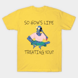 Blue Female Skeleton Hows Life T-Shirt